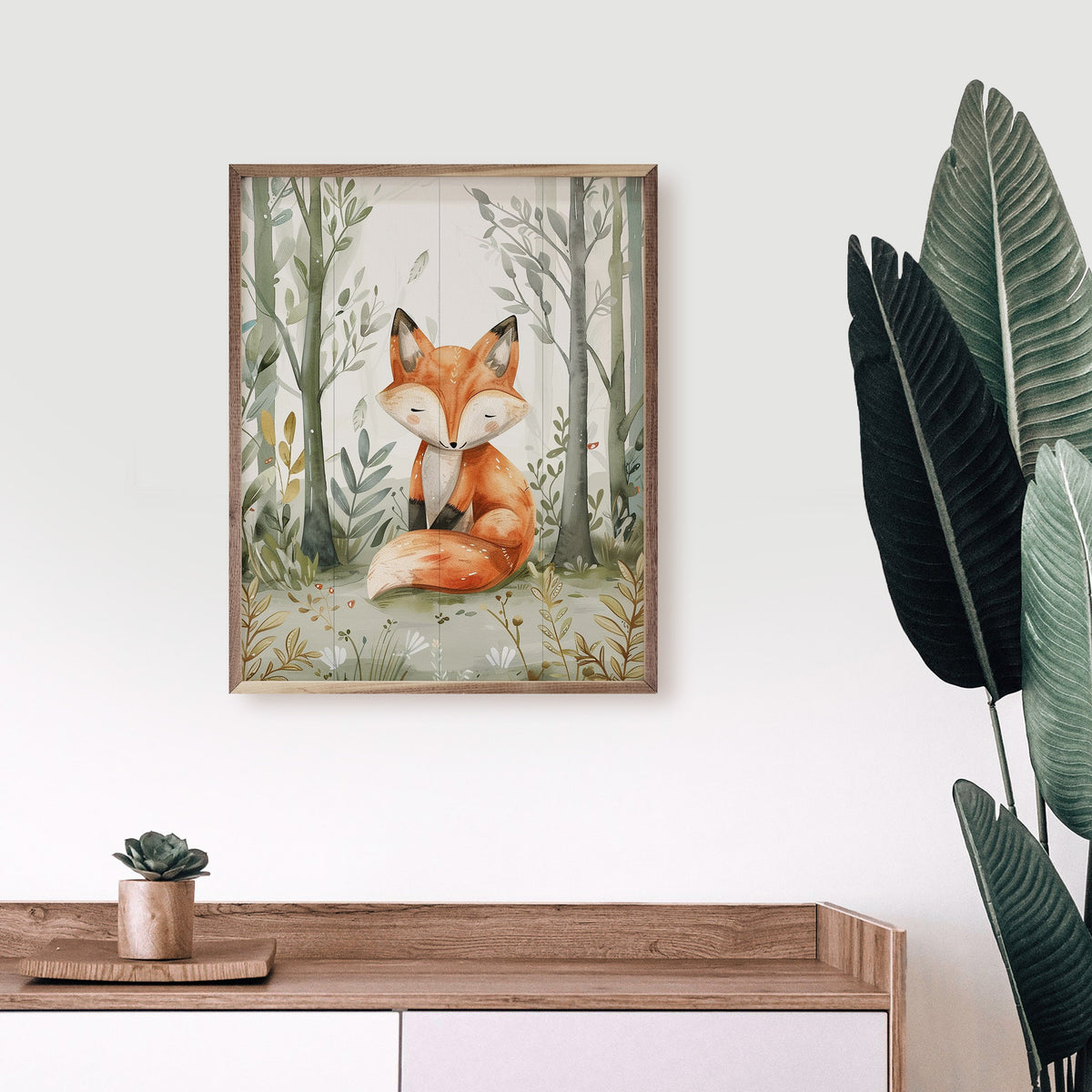 Woodland Fox Wood Framed Print