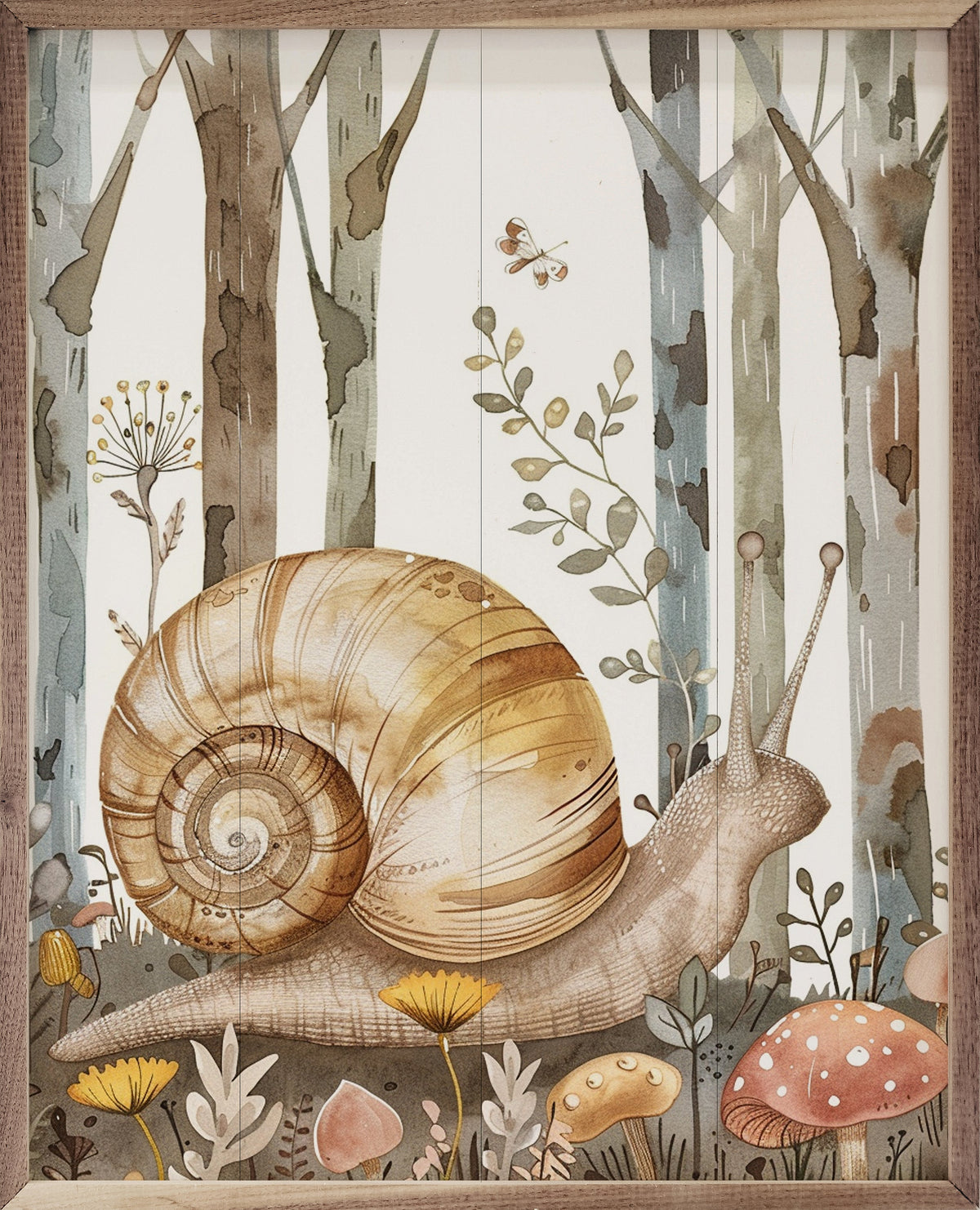 Woodland Animal Snail Wood Framed Print
