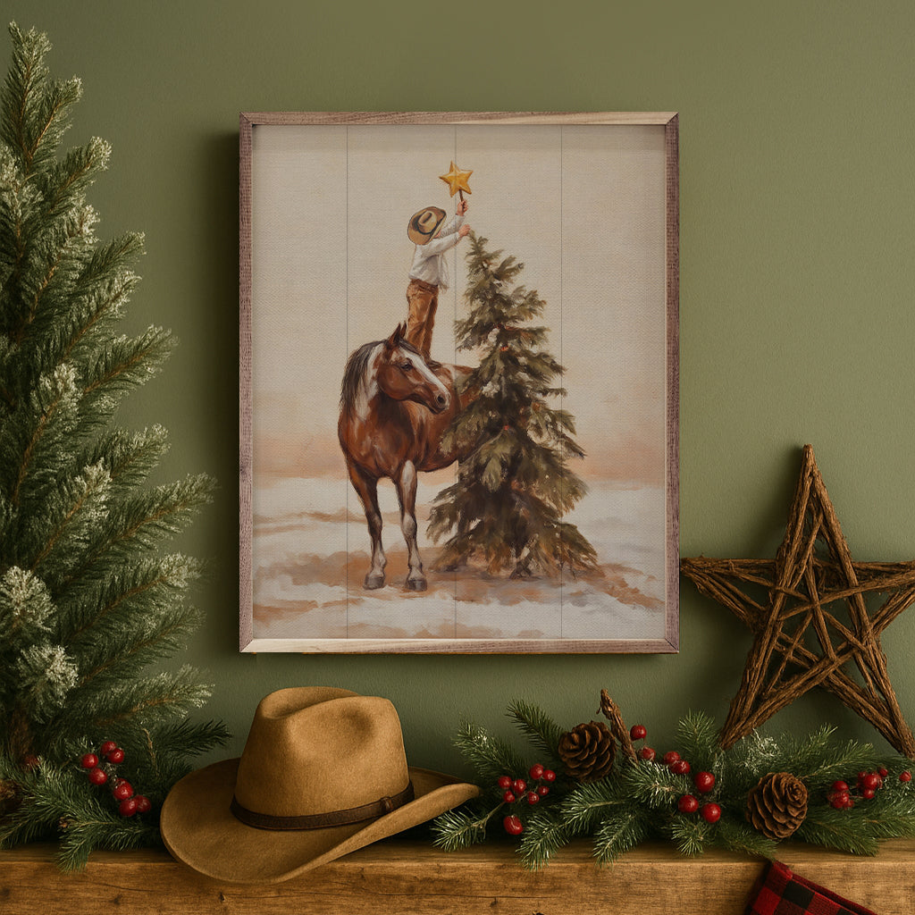 Young Cowboys Christmas Wood Framed Print