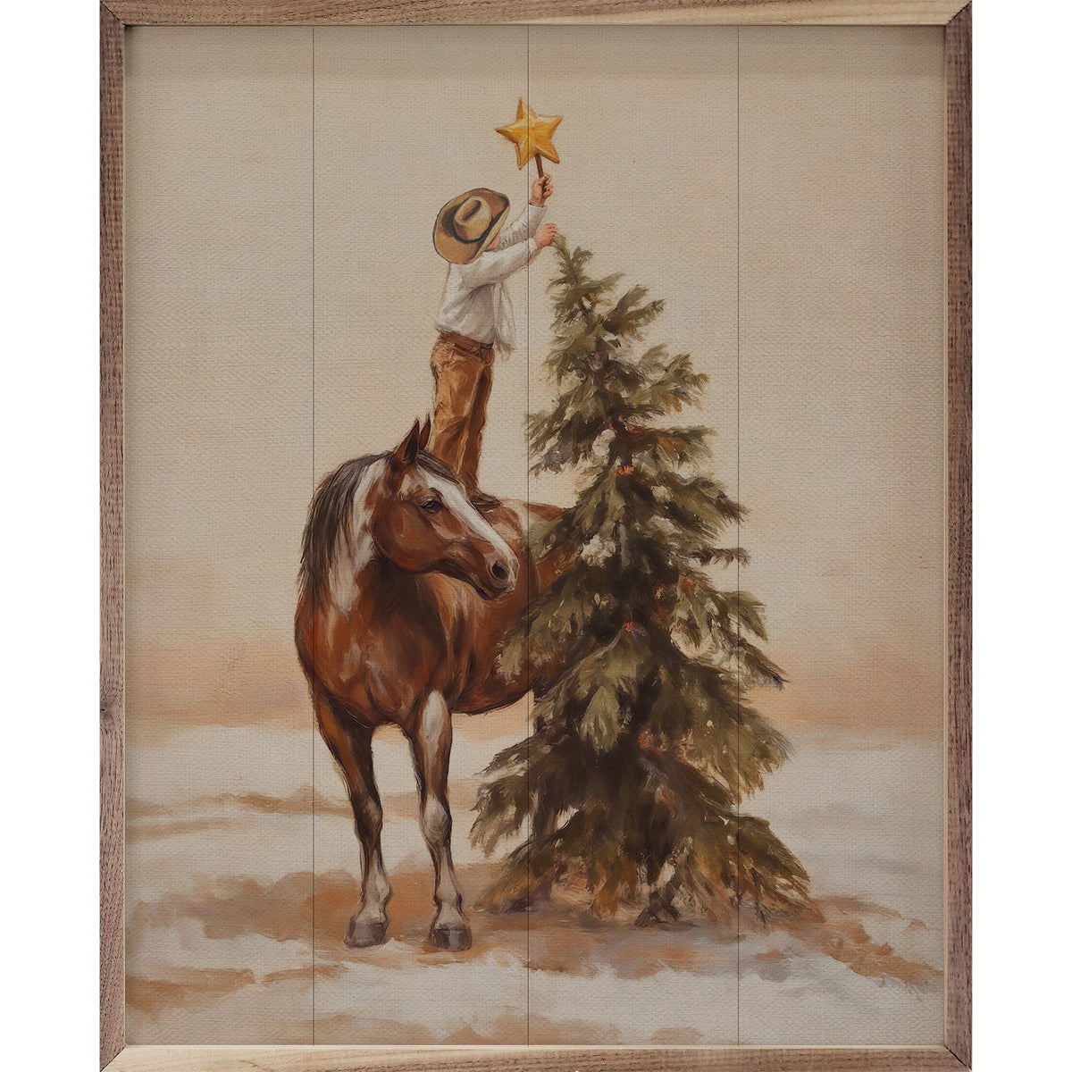 Young Cowboys Christmas Wood Framed Print