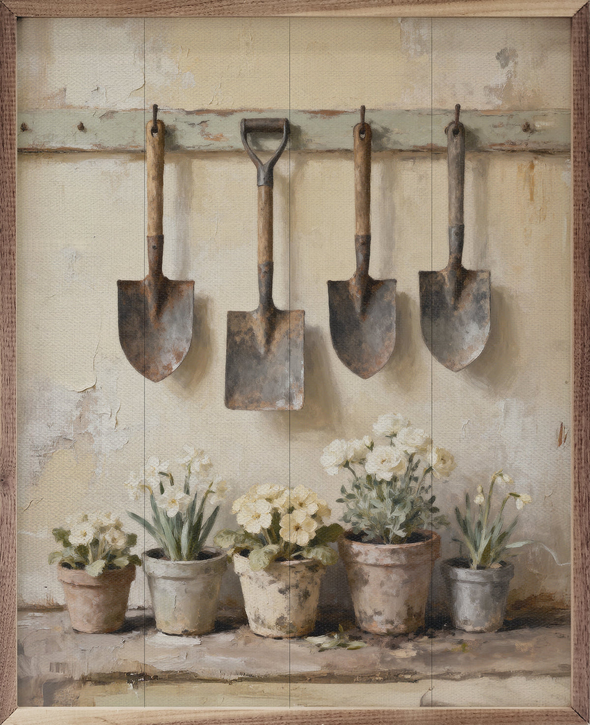 Potting Shed Wood Framed Print