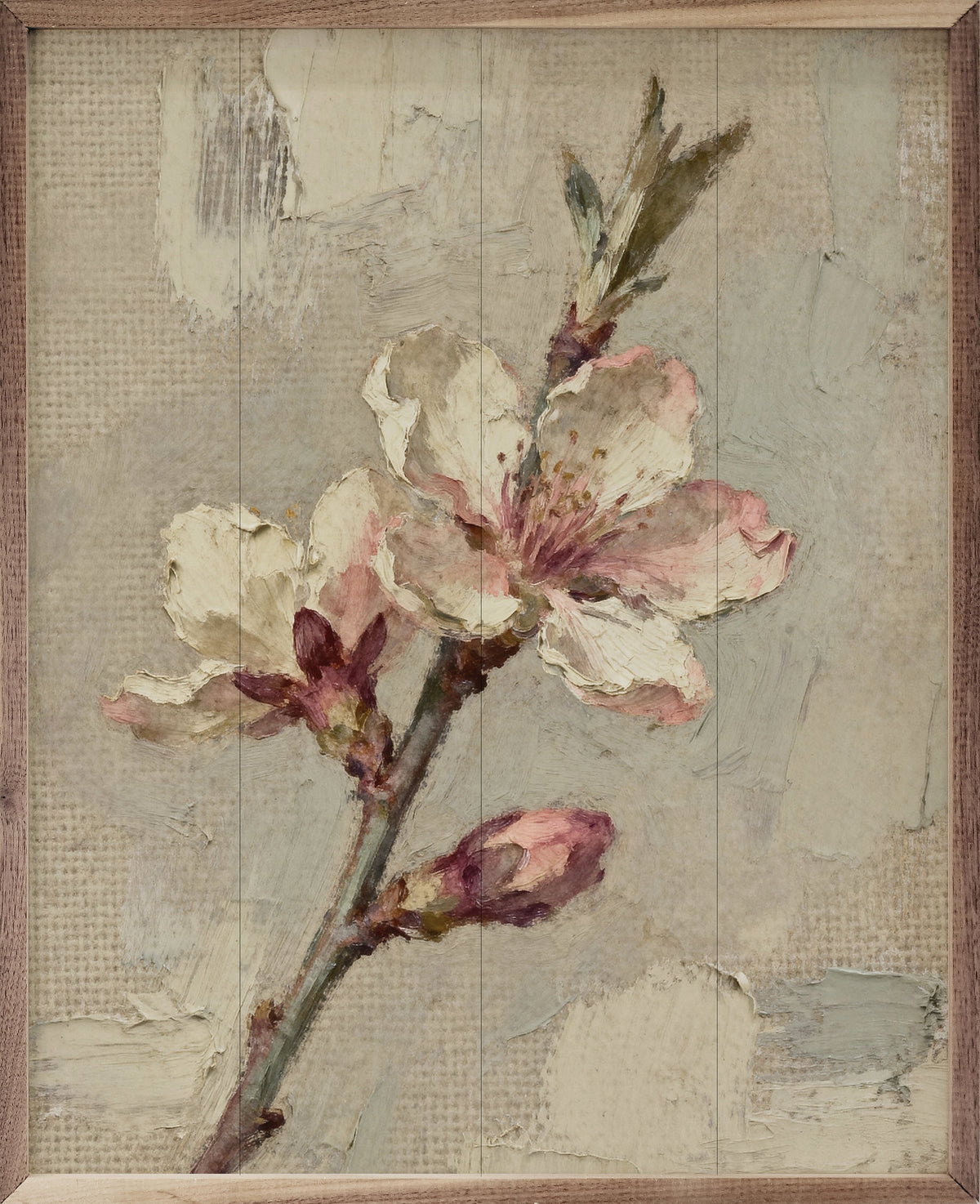 Simple Flower Branch Wood Framed Print
