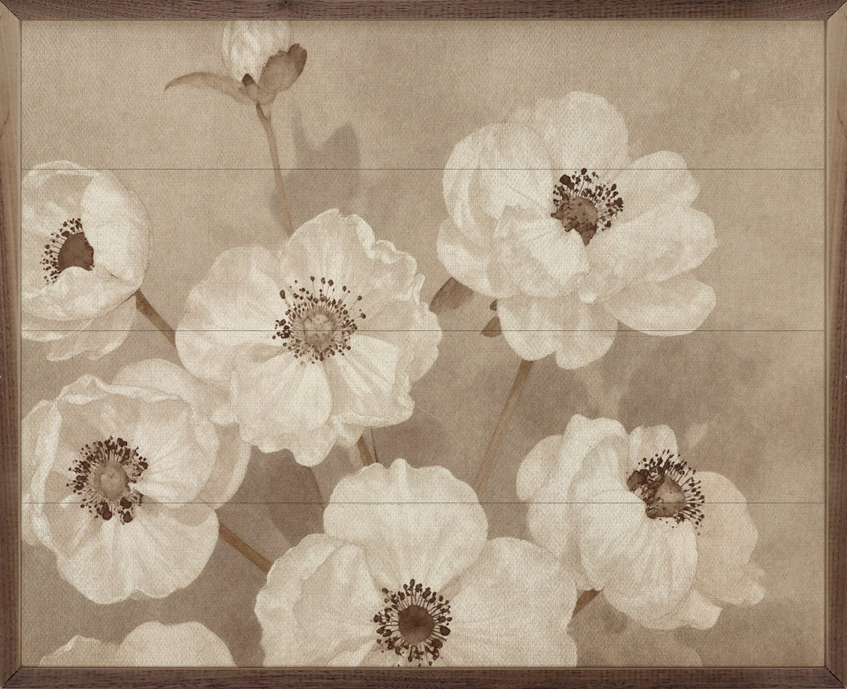 Cream Botanical Study Wood Framed Print