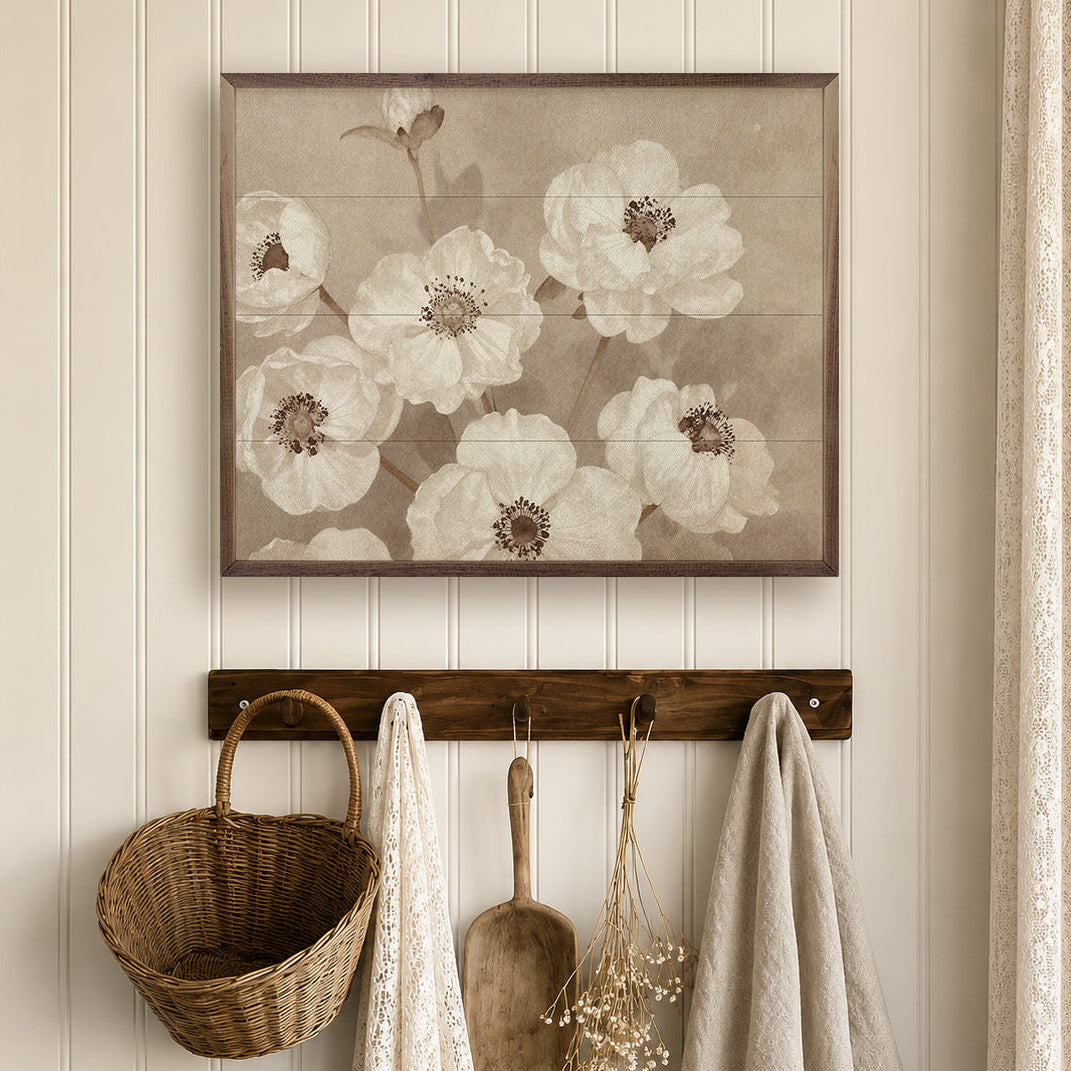 Cream Botanical Study Wood Framed Print