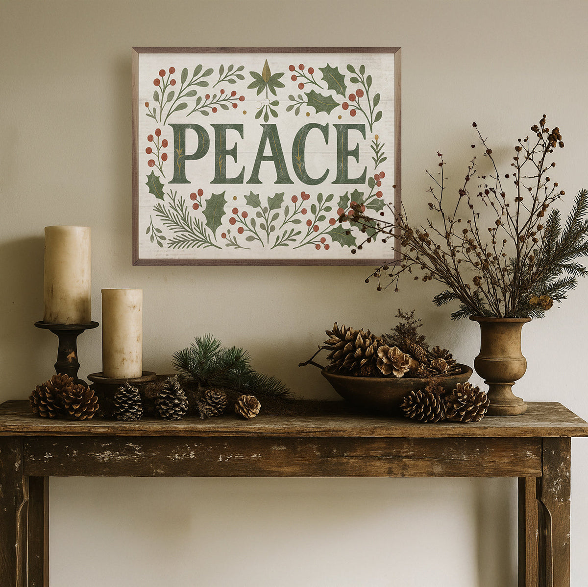 Decorative Peace Wood Framed Print