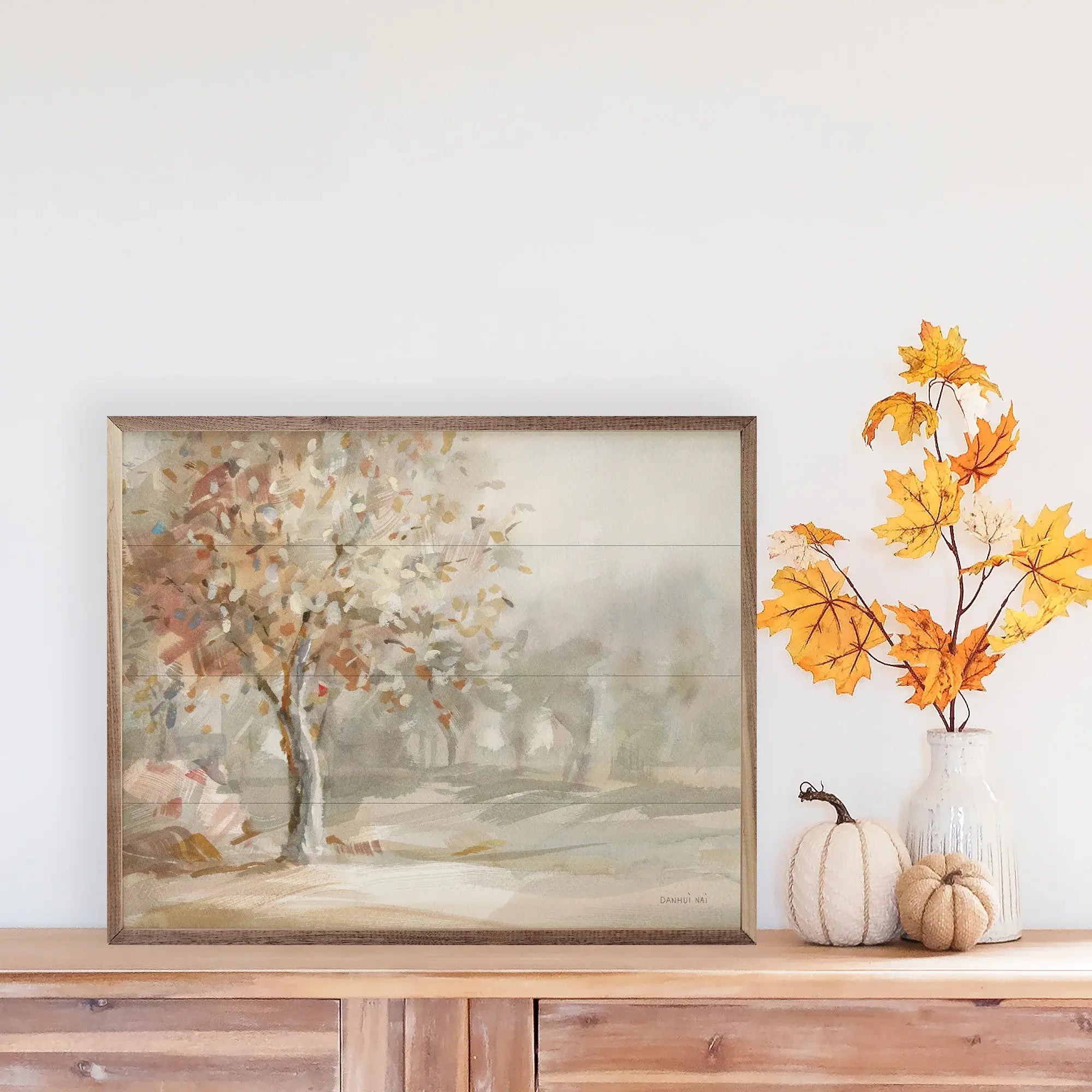 Golden Day Tree Wood Framed Print