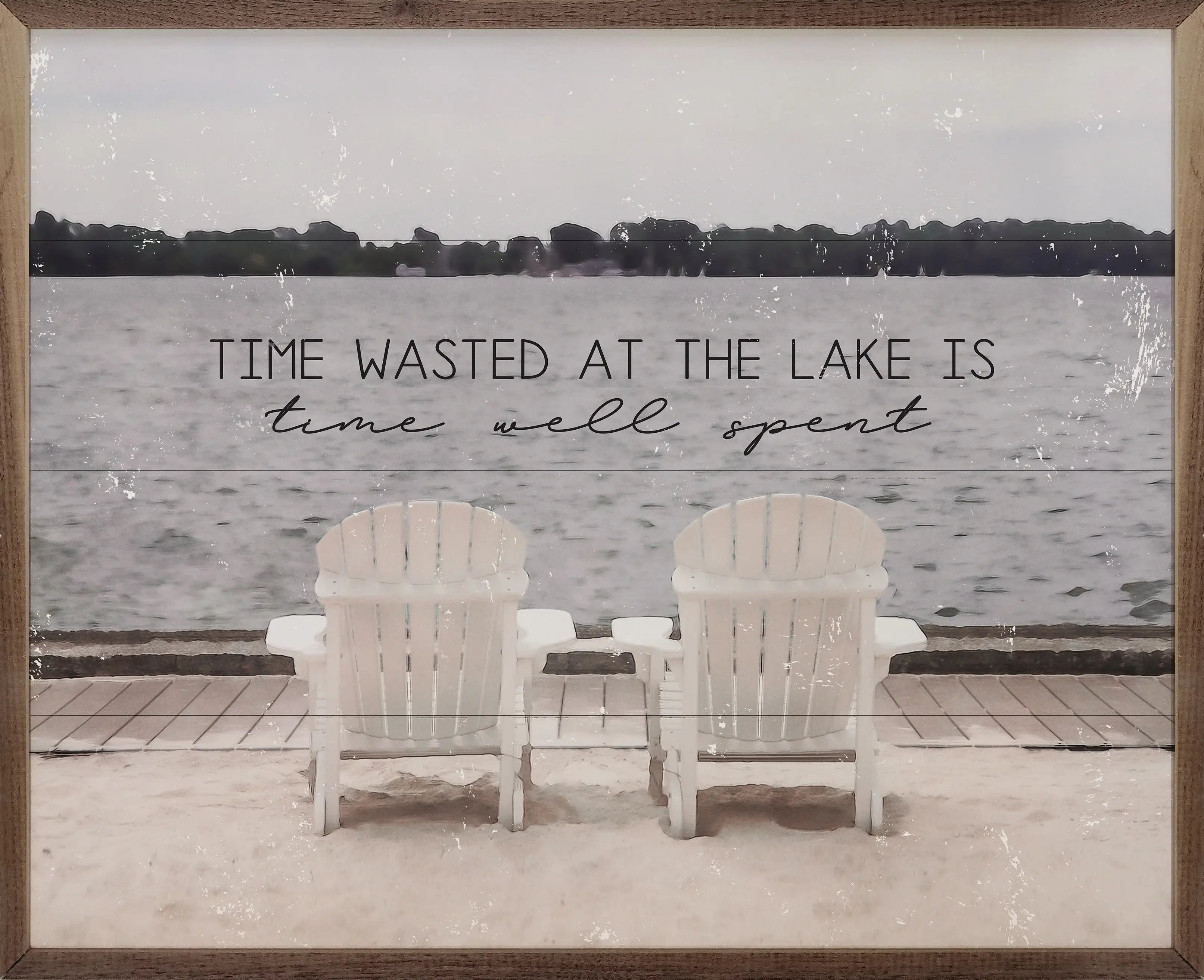 Time Wasted At The Lake Wood Framed Print