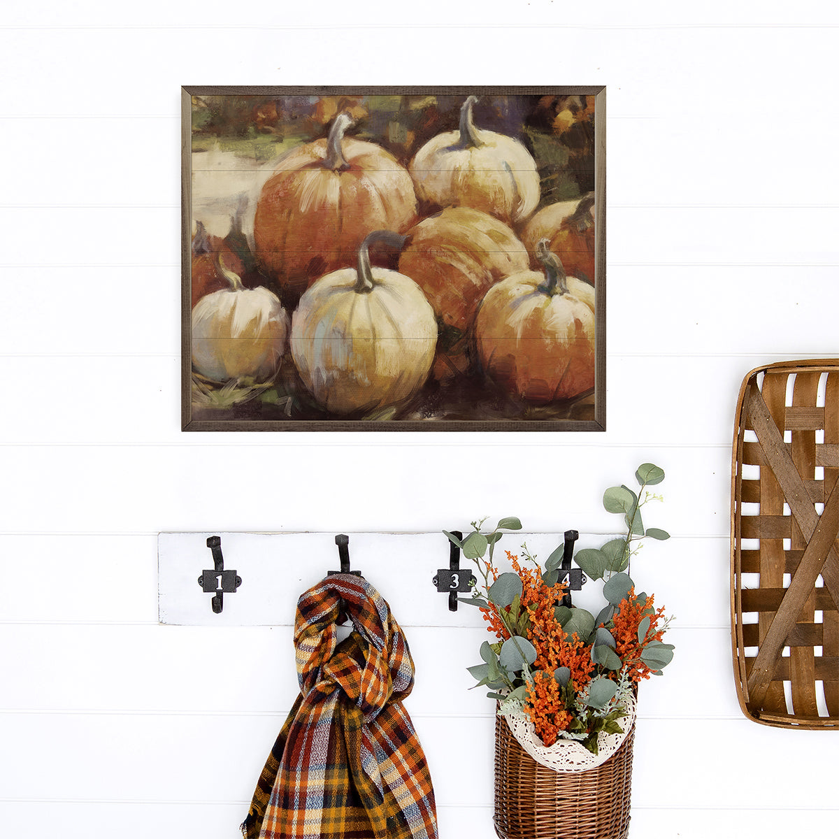 Vintage Pumpkins Wood Framed Print