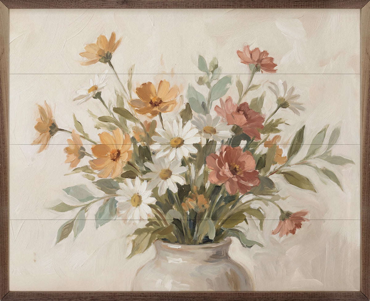 White Garden Arrangement Wood Framed Print