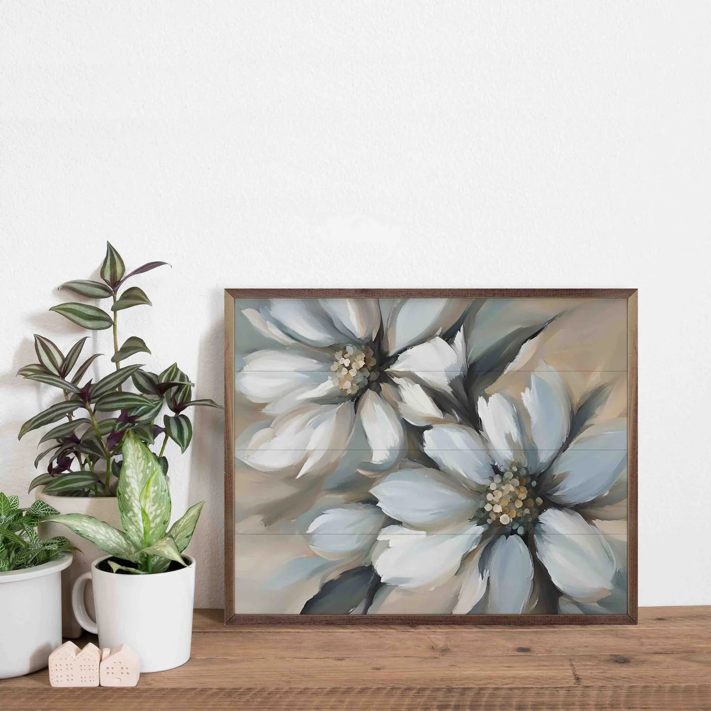Two Simple Blue Flowers Wood Framed Print