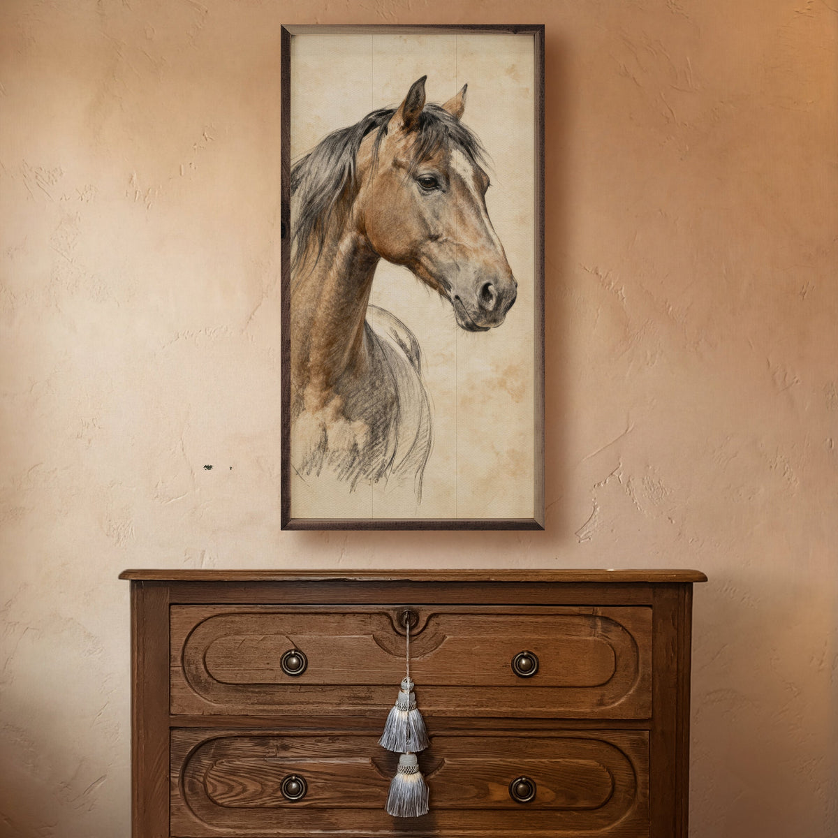 Horse Pencil Study Wood Framed Print