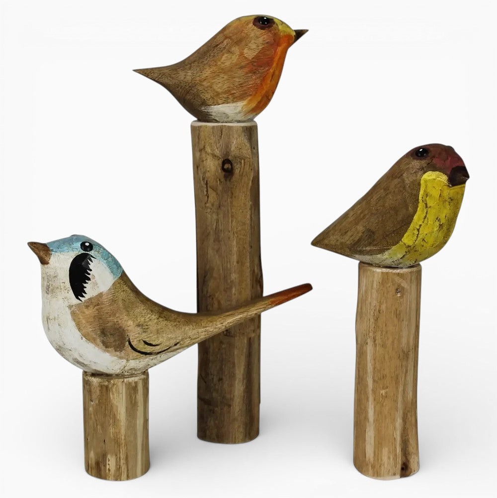 Wood Base Tree Birds Set