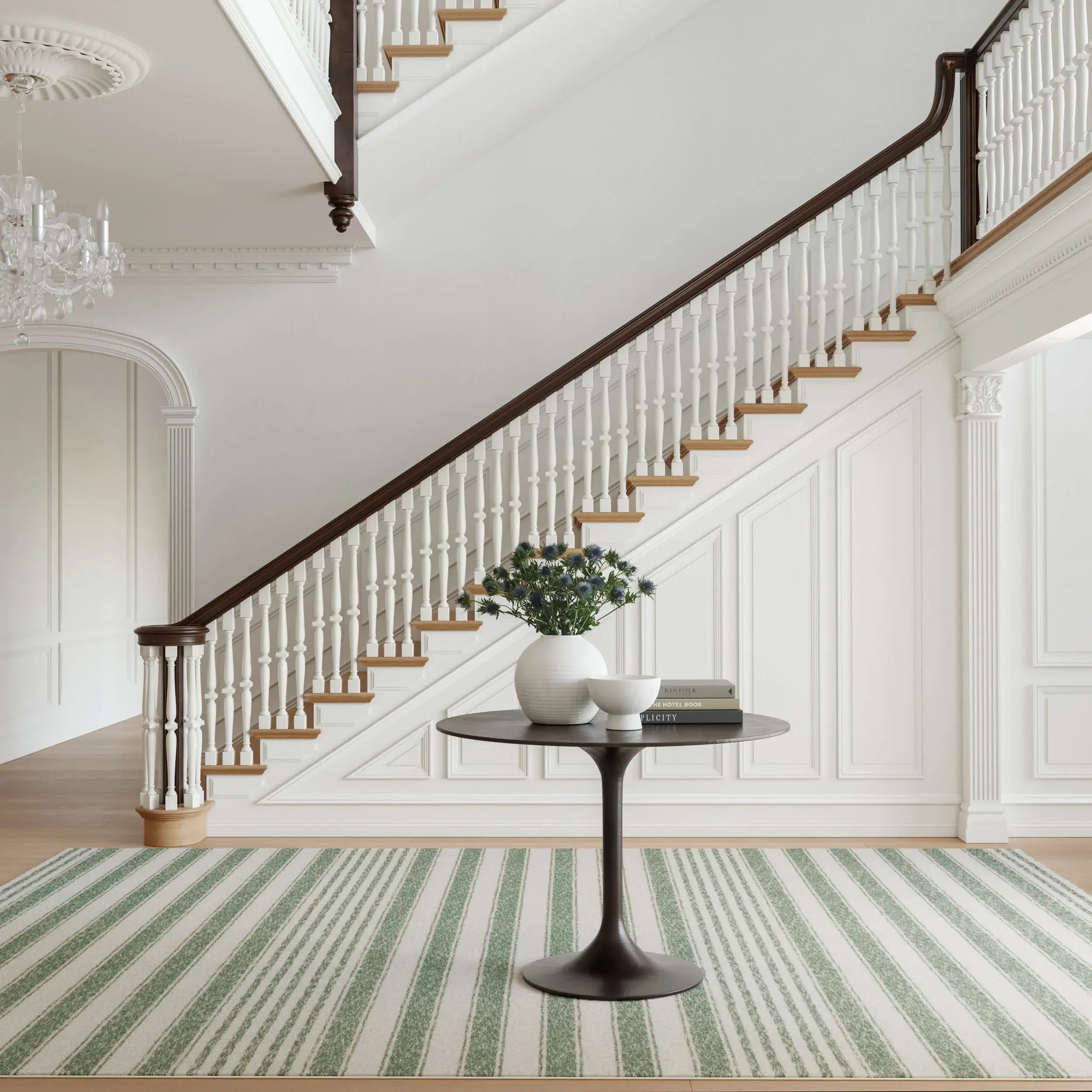 Xaren Coastal Striped Machine Washable Rug