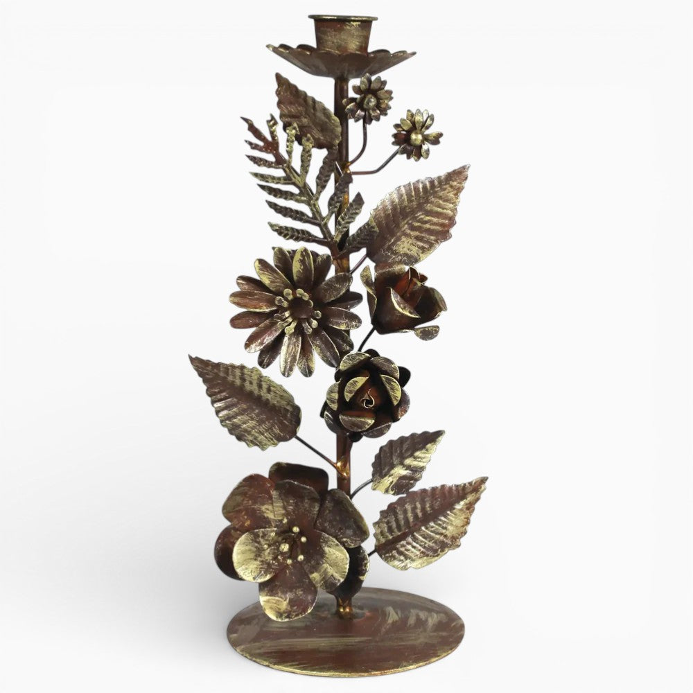 Metal Barranca Floral Taper Holder