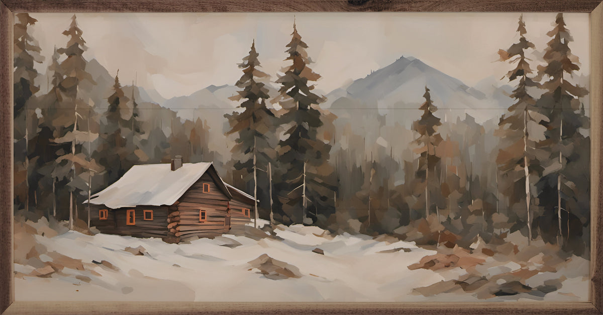 Cabin In Timber Wood Framed Print