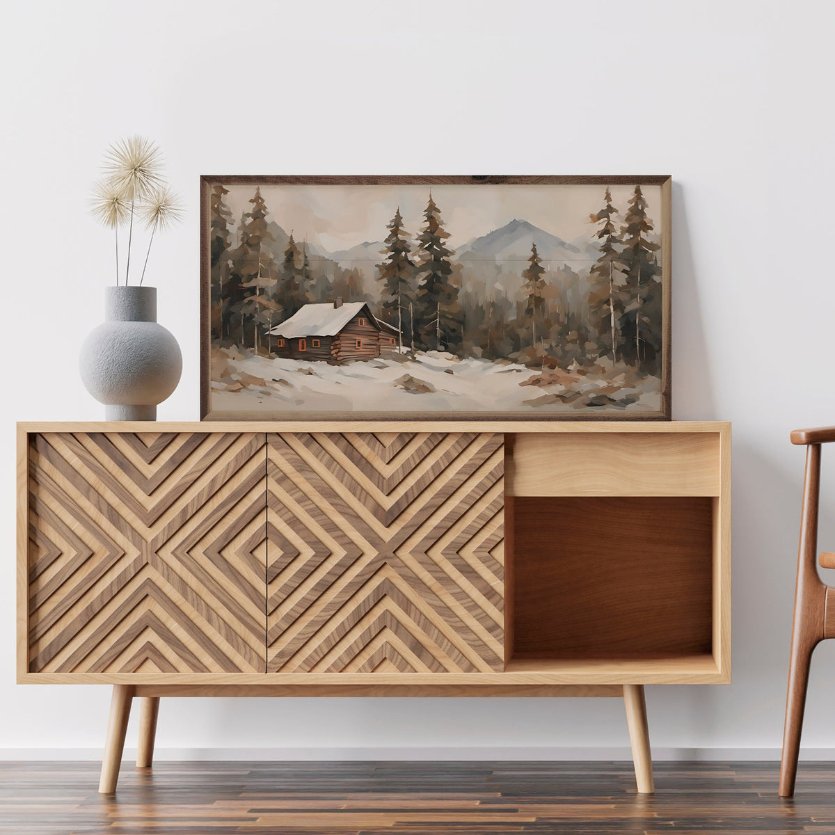 Cabin In Timber Wood Framed Print
