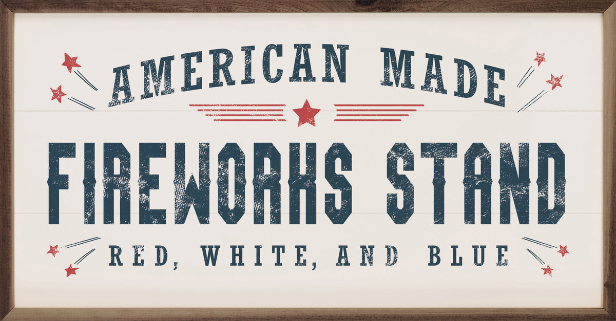 Fireworks Stand White Wood Framed Print