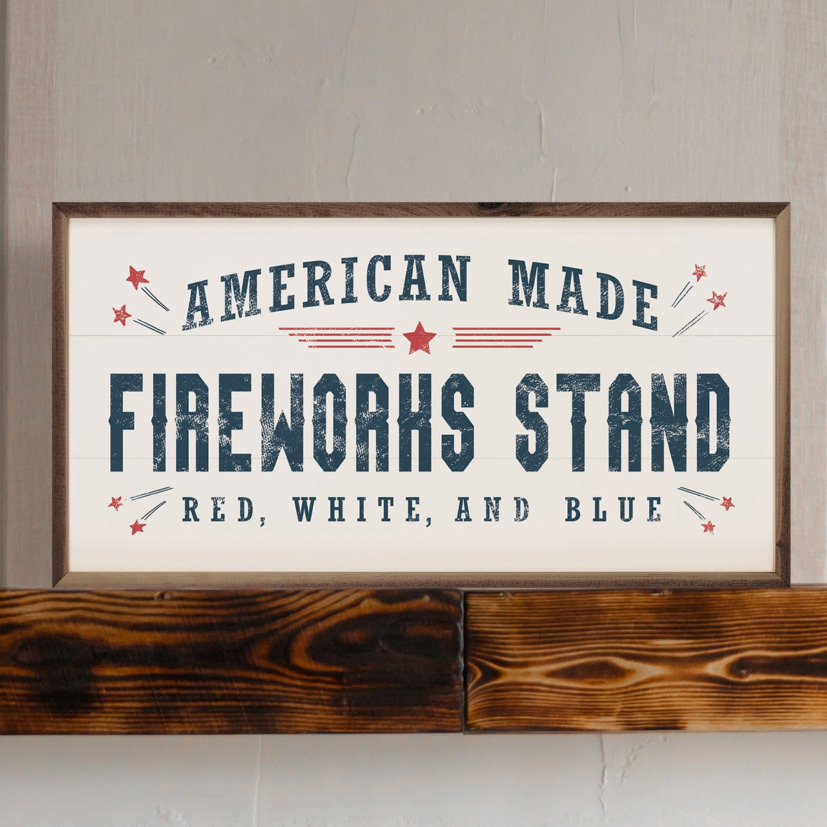 Fireworks Stand White Wood Framed Print