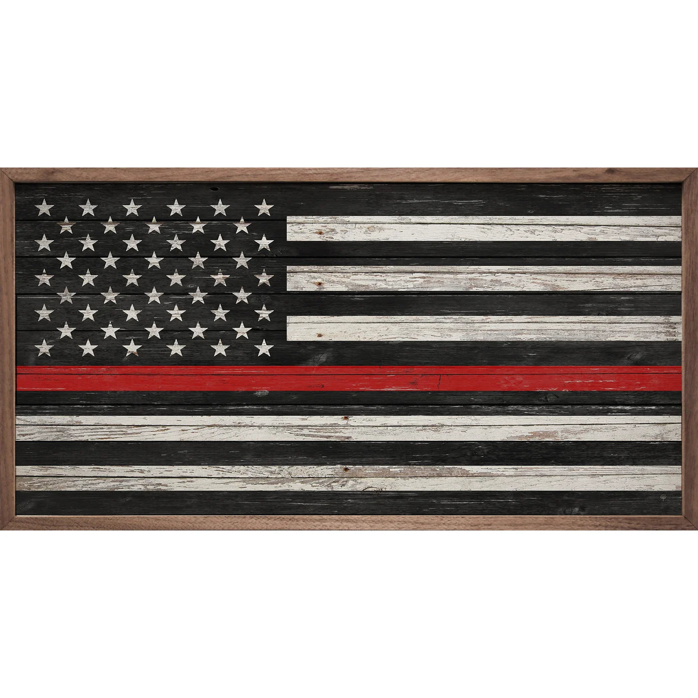 Red Line Flag Wood Framed Print