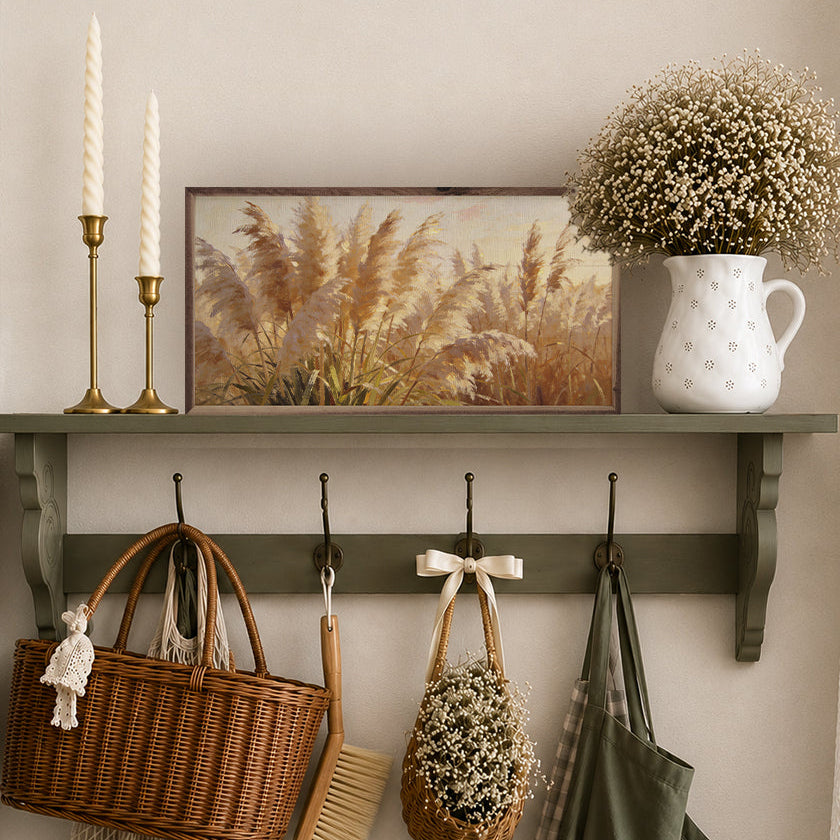 Gathered Pampas Stalks Wood Framed Print