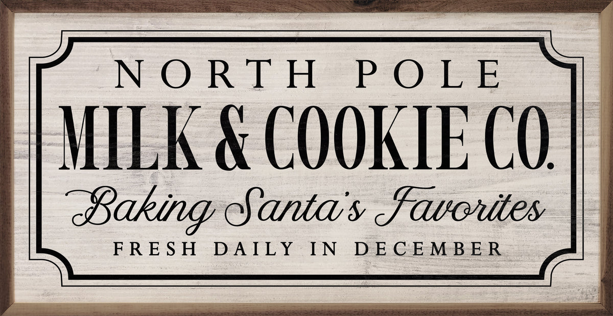 North Pole Milk And Cookie Co. Wood Framed Print