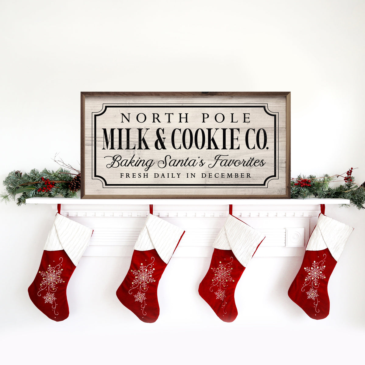 North Pole Milk And Cookie Co. Wood Framed Print