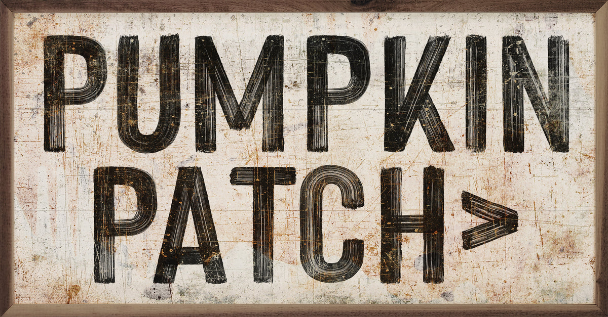 Pumpkin Patch Arrow White Wood Framed Print