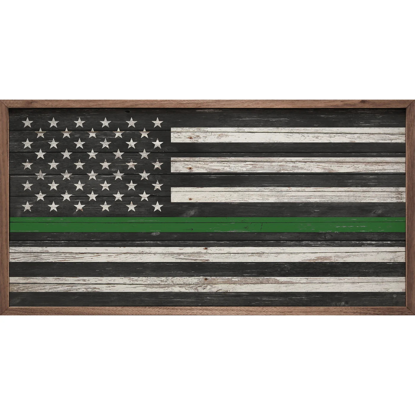 Green Line Flag Wood Framed Print