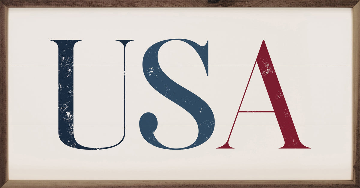 USA White Wood Framed Print
