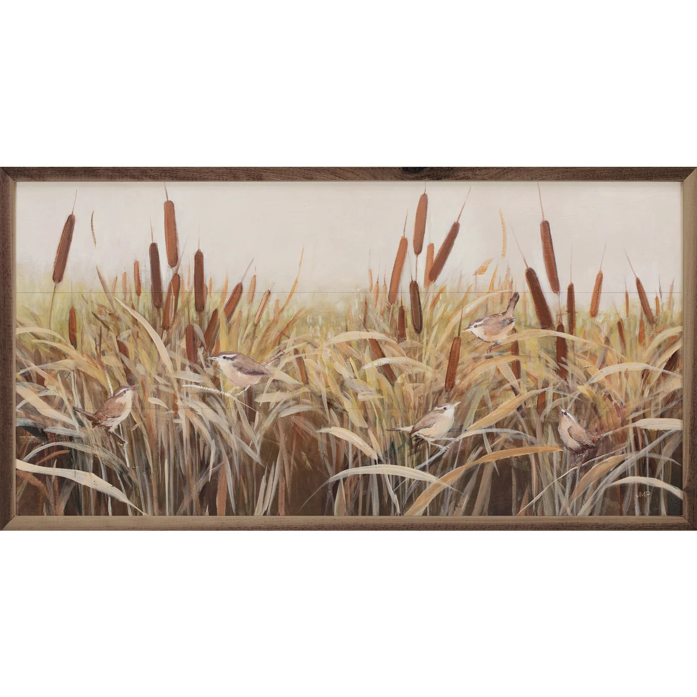 Whispering Cattails By Julia Purinton Wood Framed Print