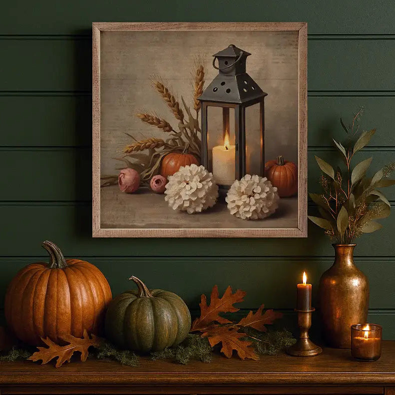 Autumn Lantern Wood Framed Print
