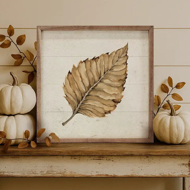 Beech Leaf Wood Framed Print