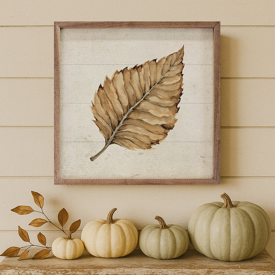 Beech Leaf Wood Framed Print