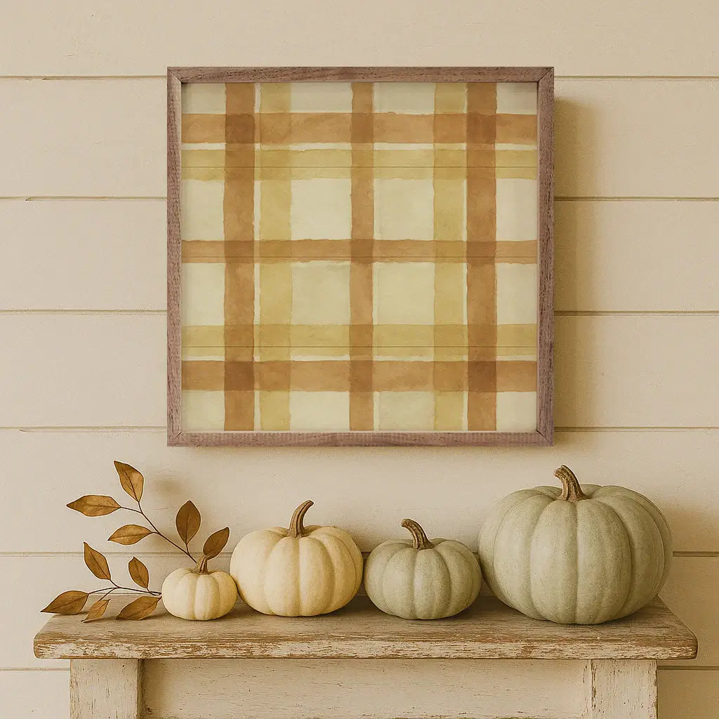 Hearthside Plaid Wood Framed Print