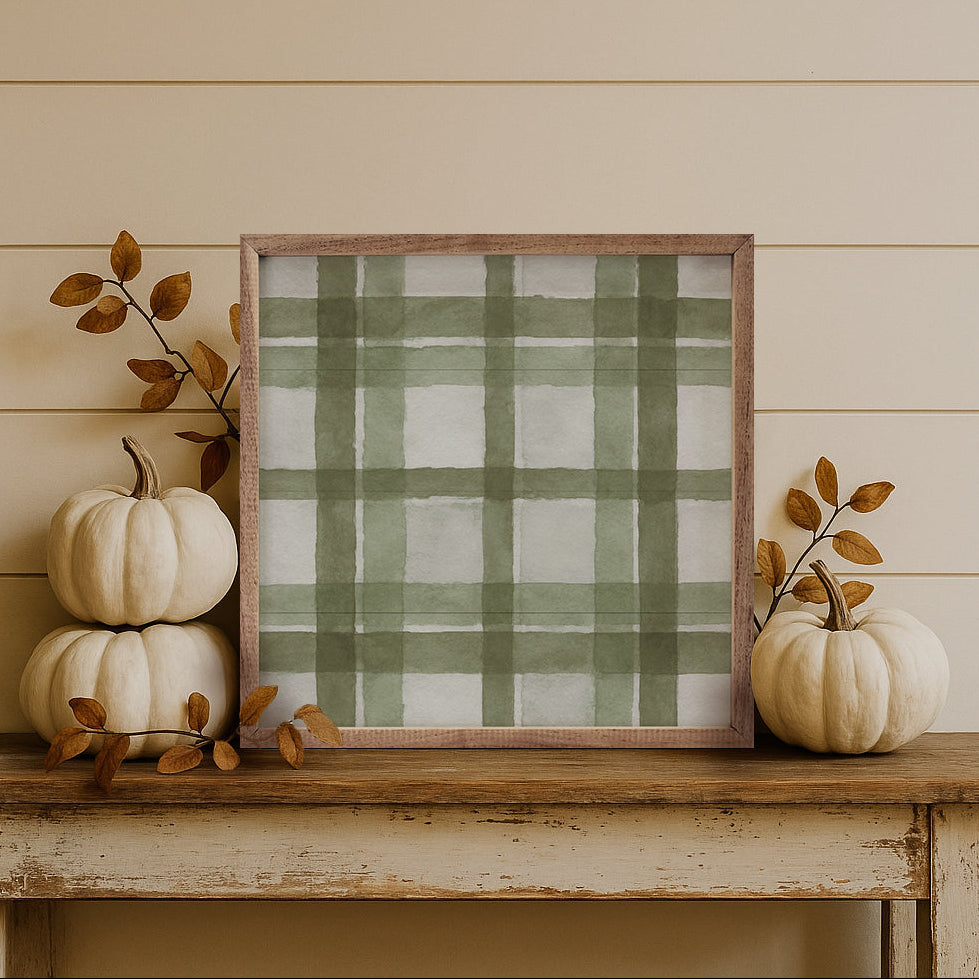 Hearthside Plaid Wood Framed Print