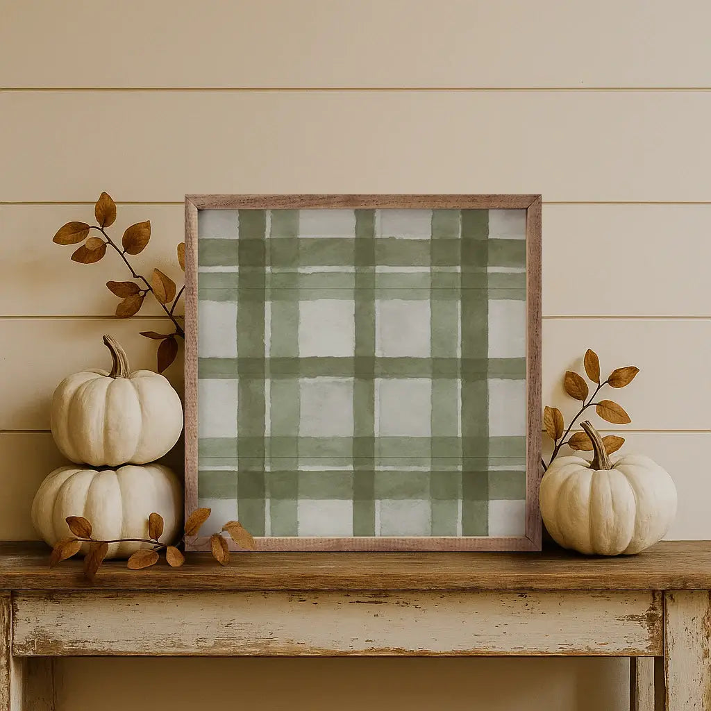 Hearthside Plaid Wood Framed Print