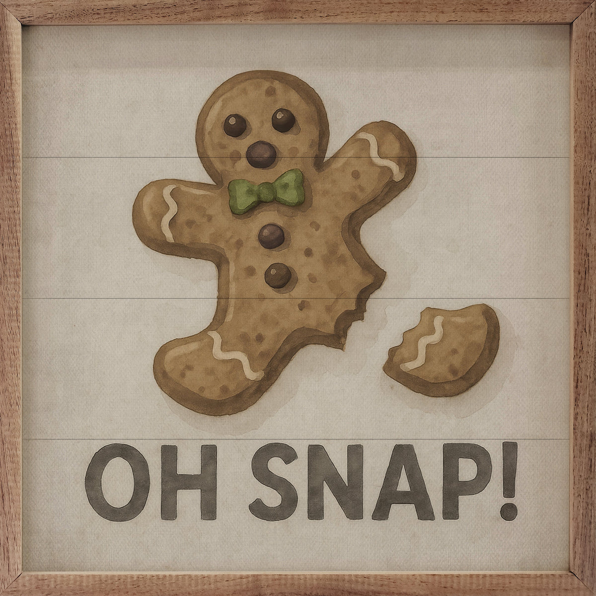 Oh Snap Gingerbread Wood Framed Print