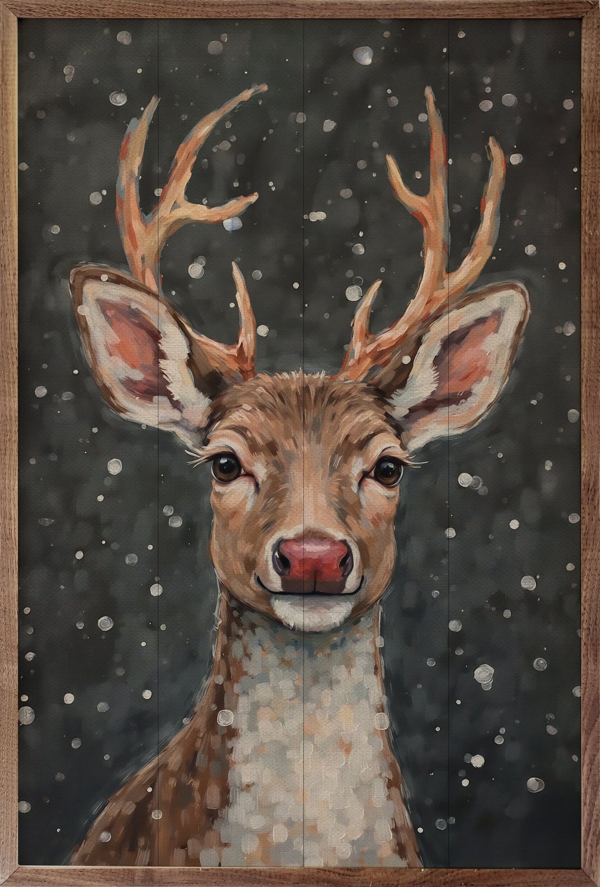 Reindeer Wood Framed Print