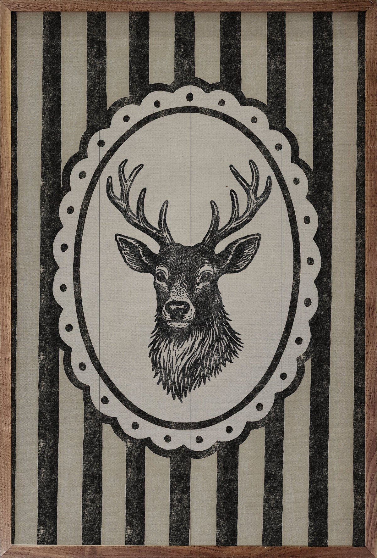 Vintage Reindeer Portrait Wood Framed Print