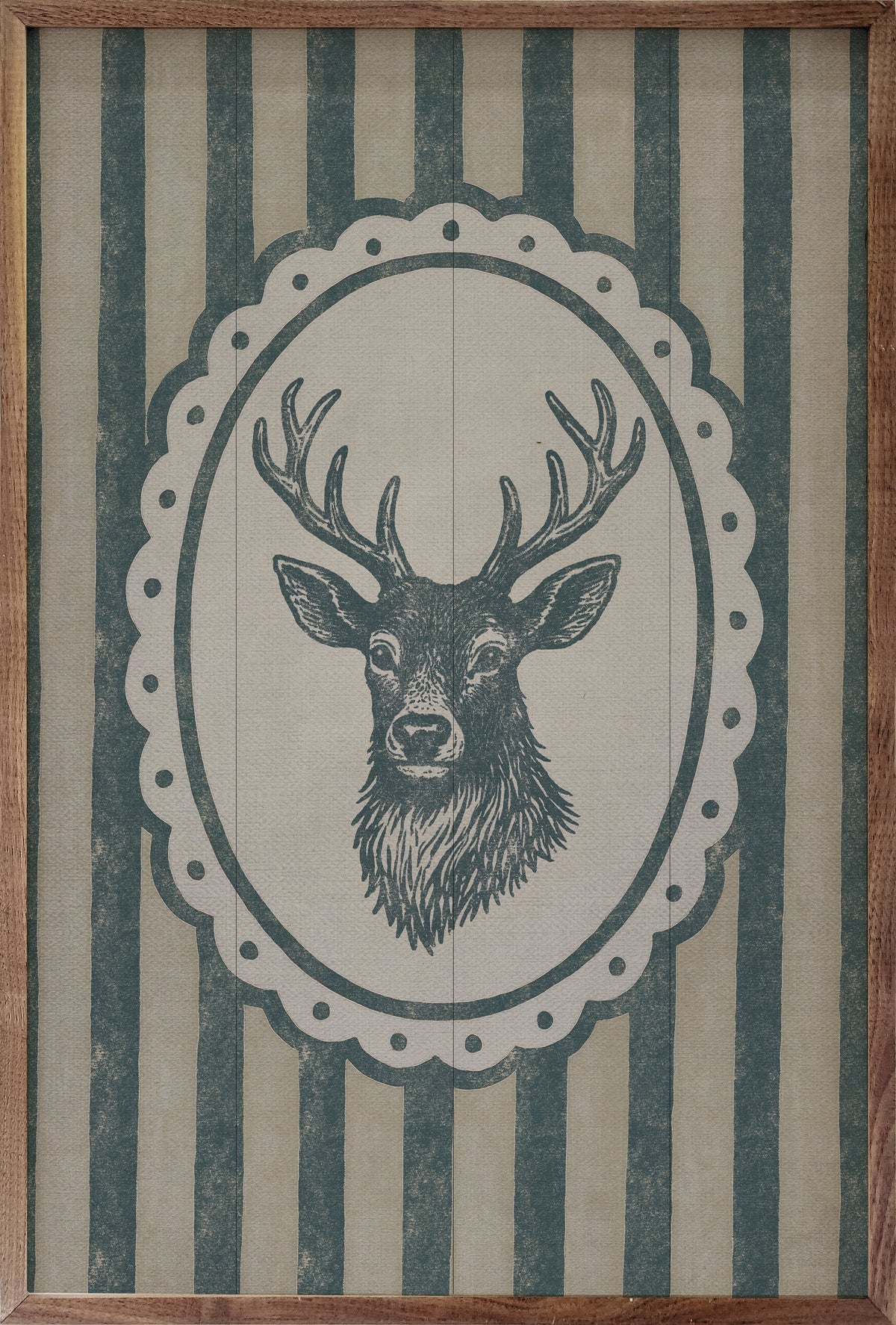 Vintage Reindeer Portrait Wood Framed Print
