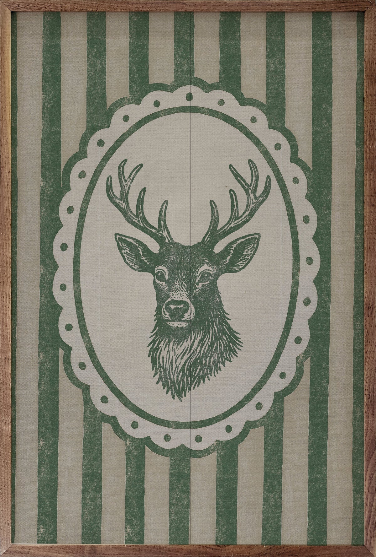 Vintage Reindeer Portrait Wood Framed Print