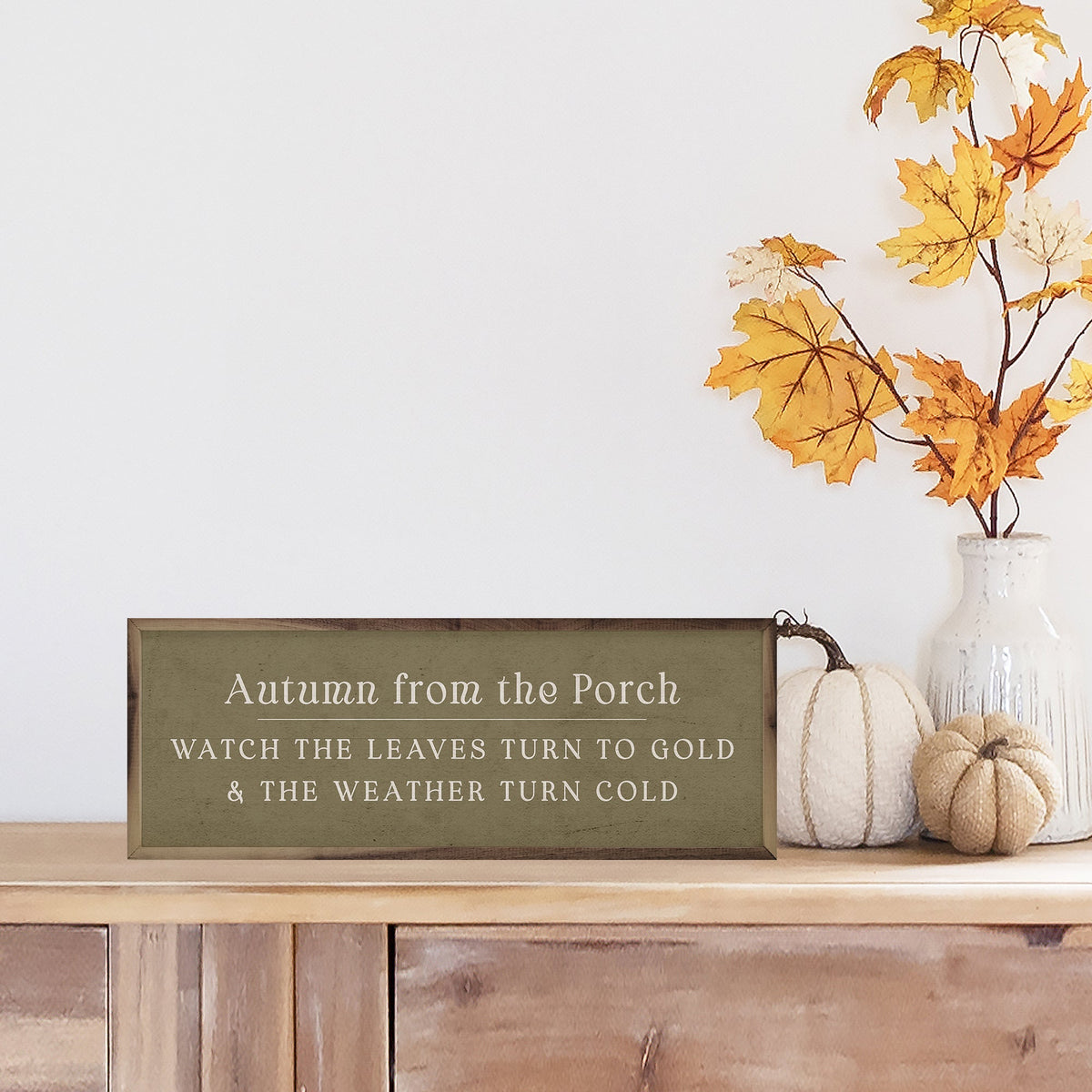 Autumn From The Porch Green Wood Framed Print
