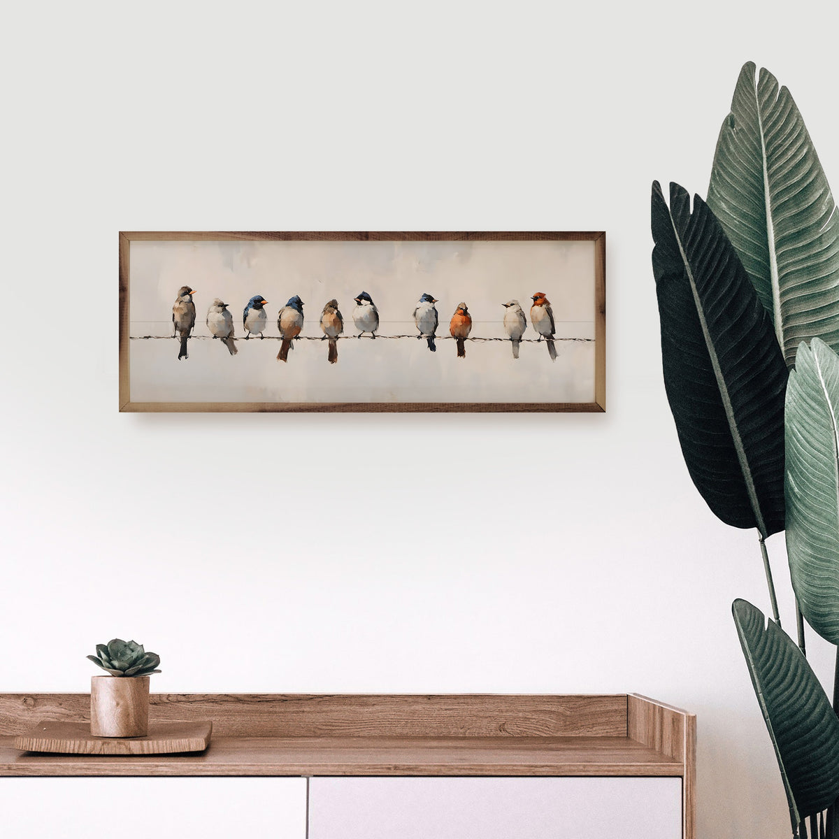 Birds On A Wire Wood Framed Print