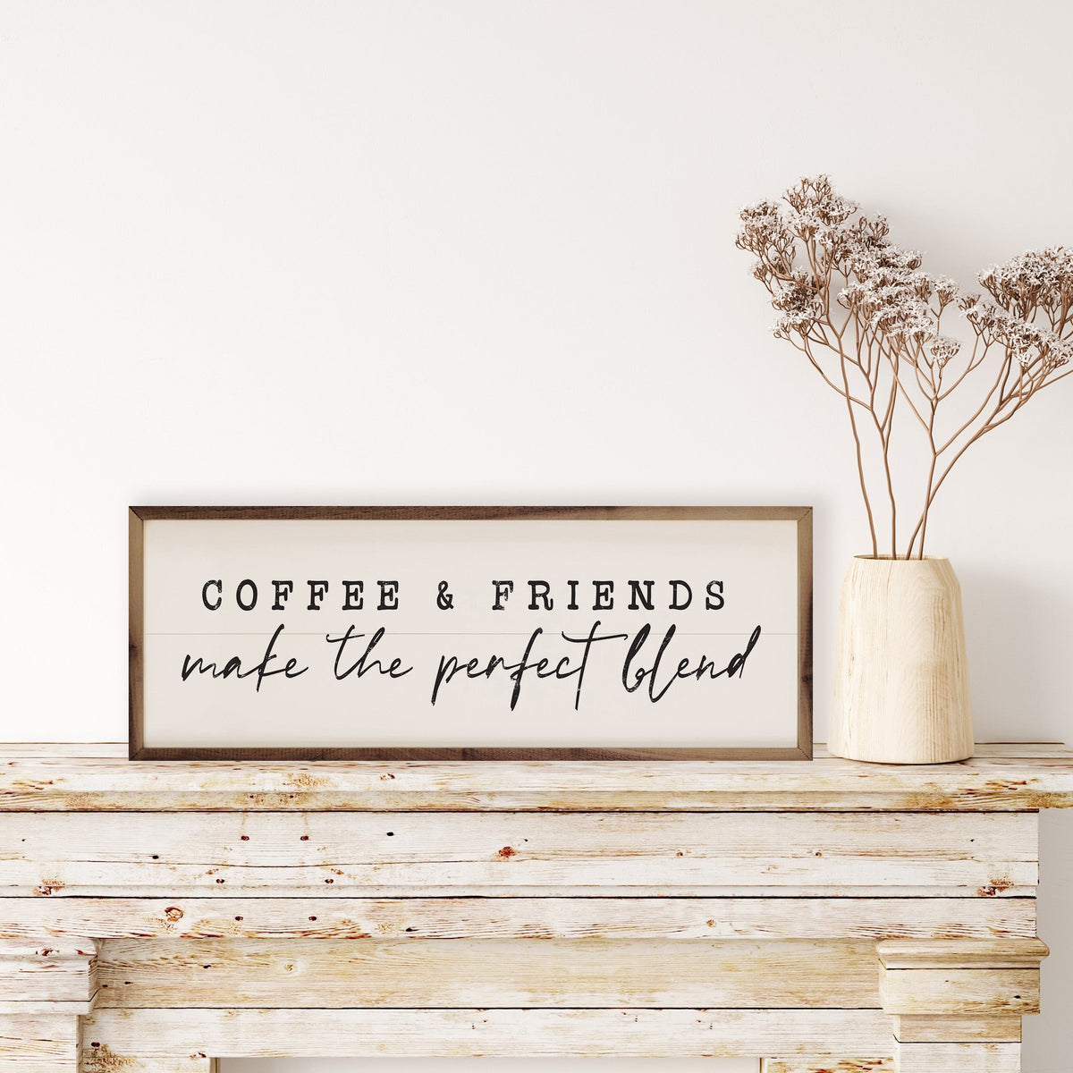 Coffee & Friends Wood Framed Print