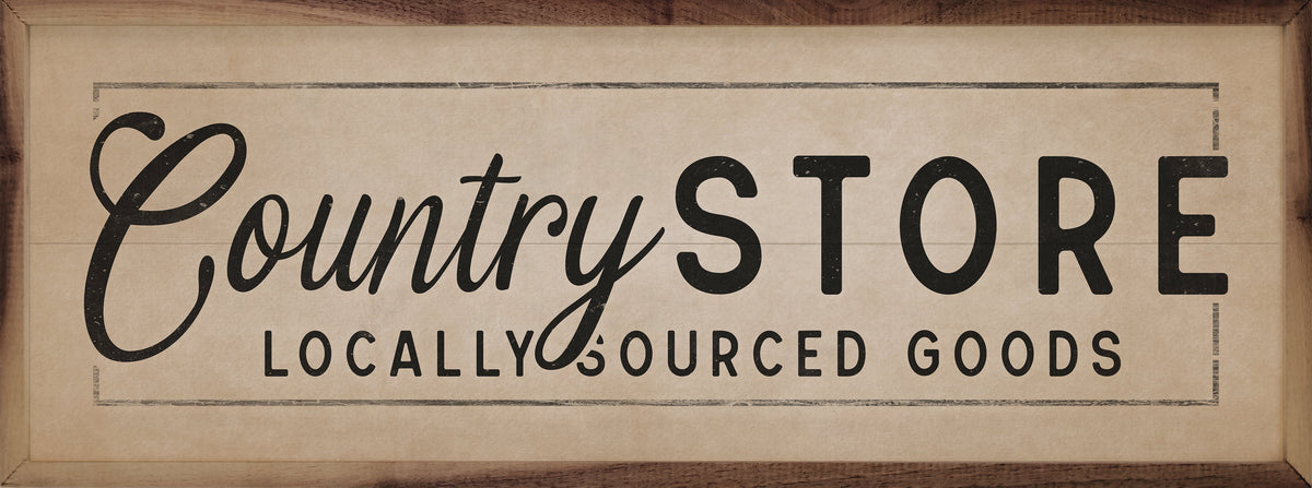 Country Store Locally Sourced Goods Border Wood Framed Print