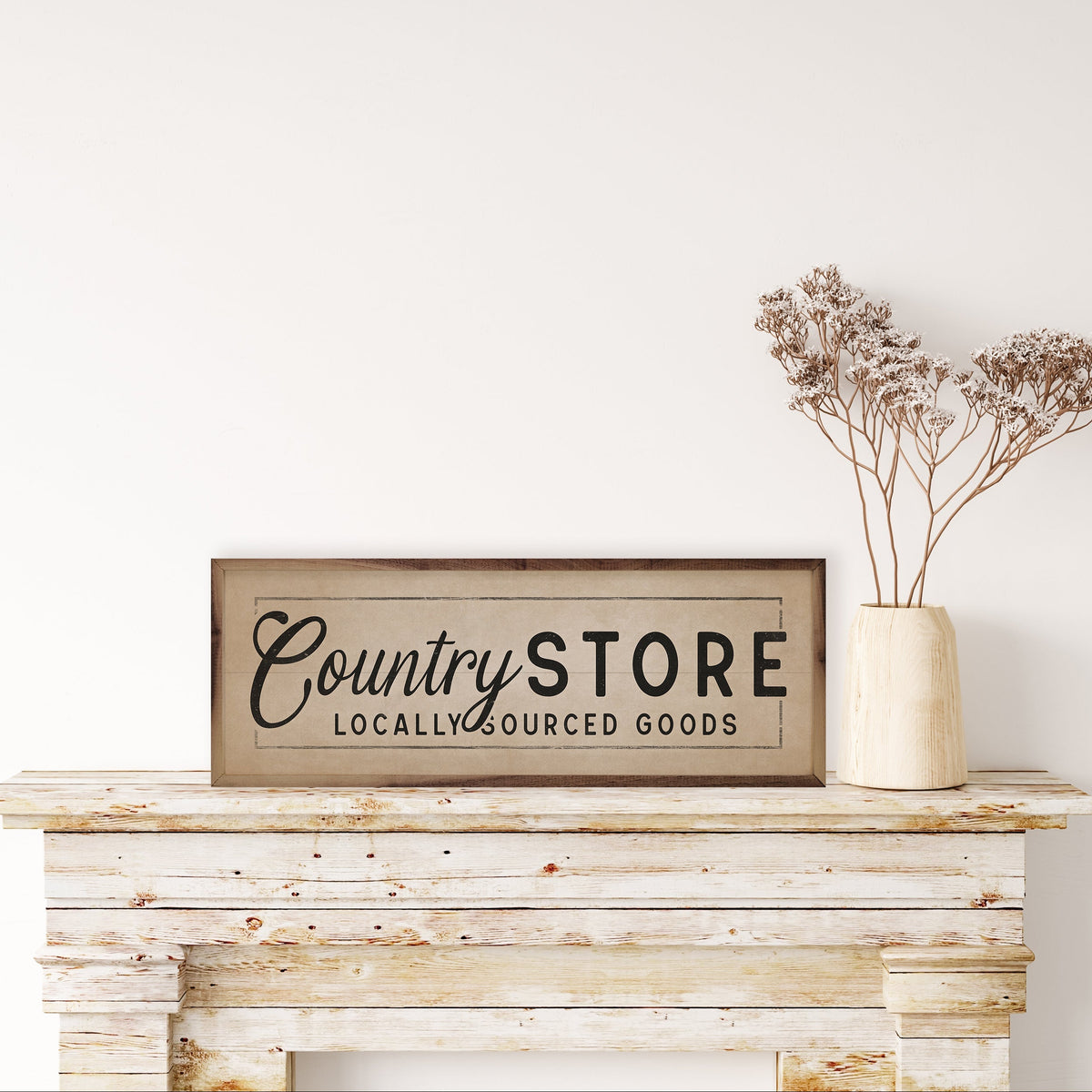 Country Store Locally Sourced Goods Border Wood Framed Print