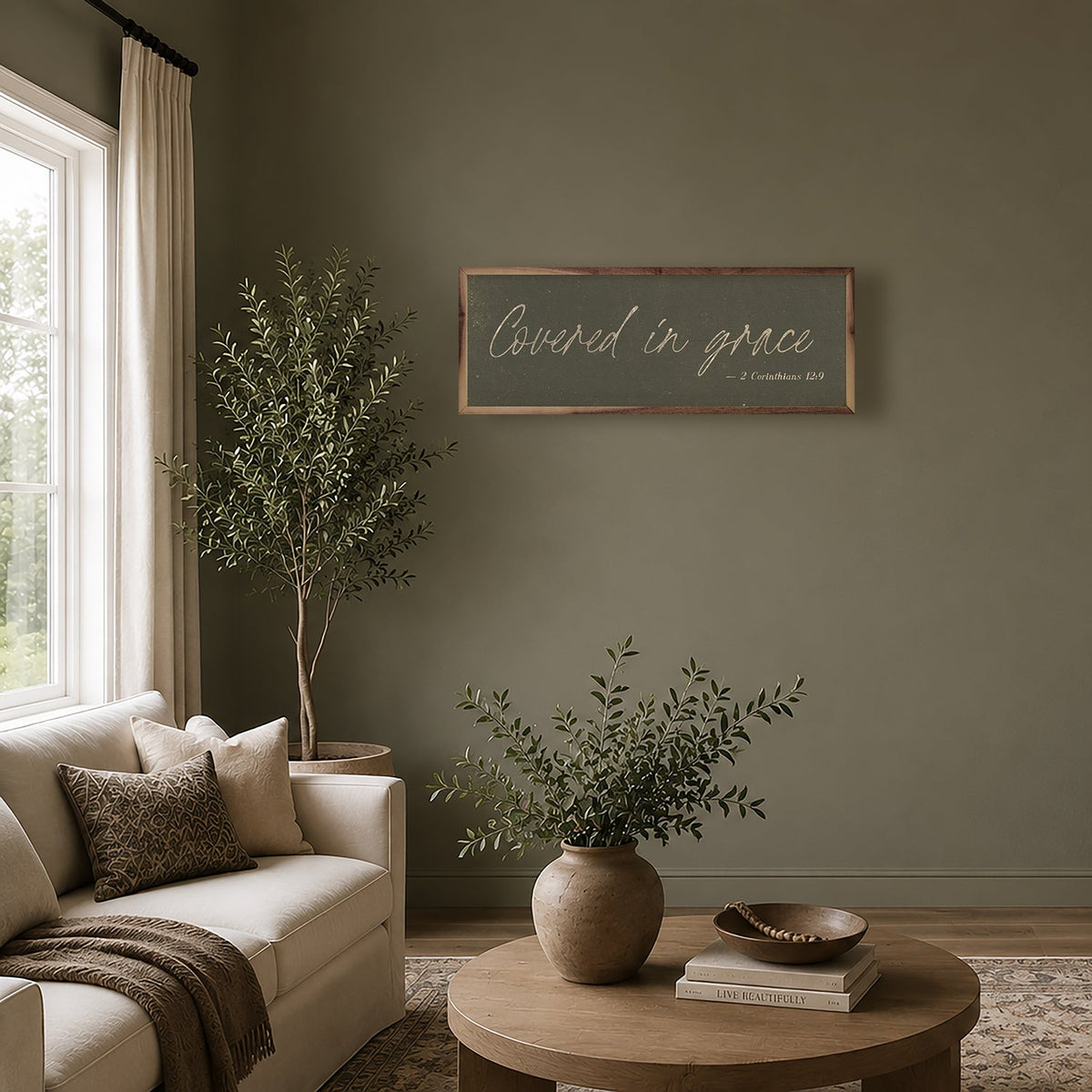 Covered In Grace Wood Framed Print