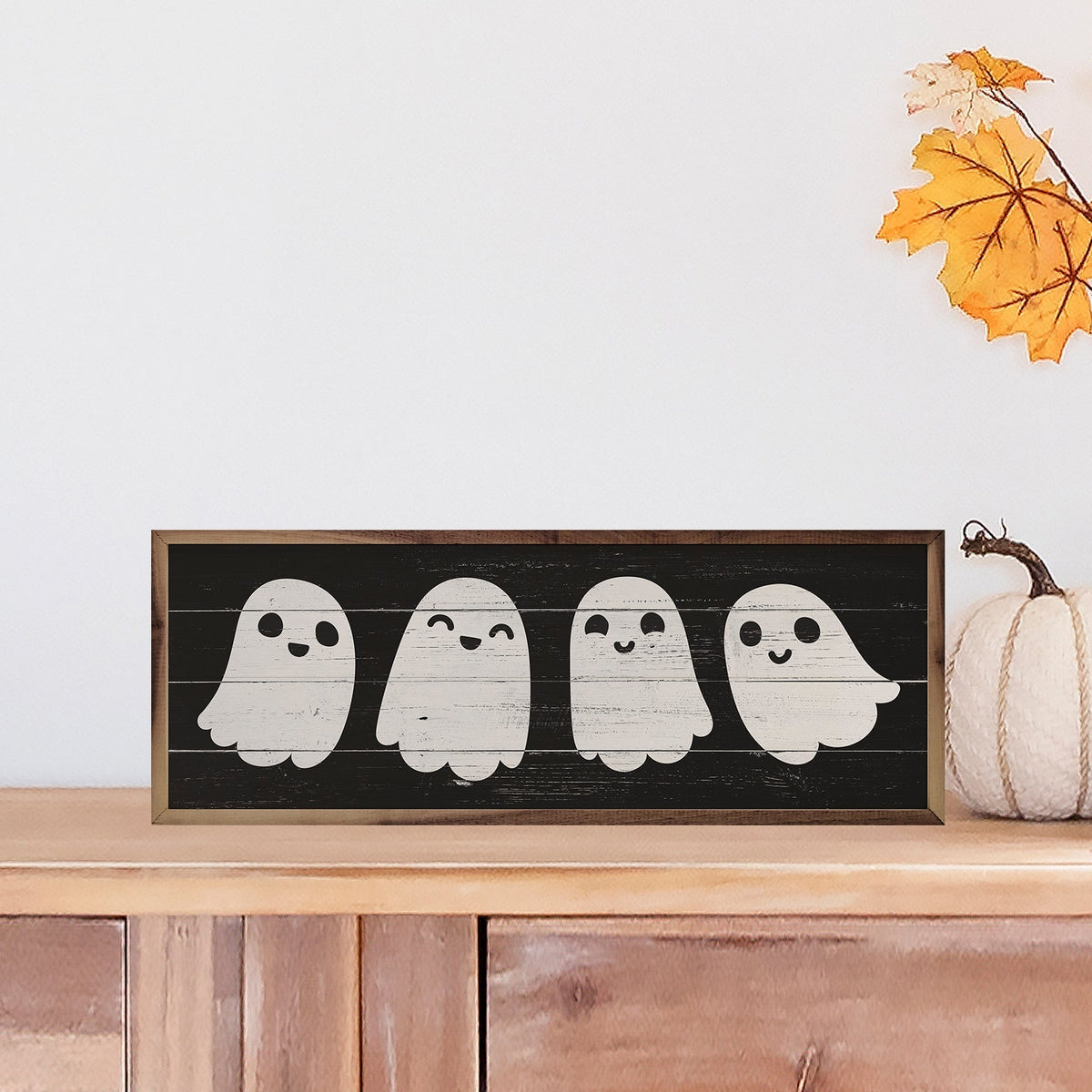 Ghosts Black Wood Framed Print