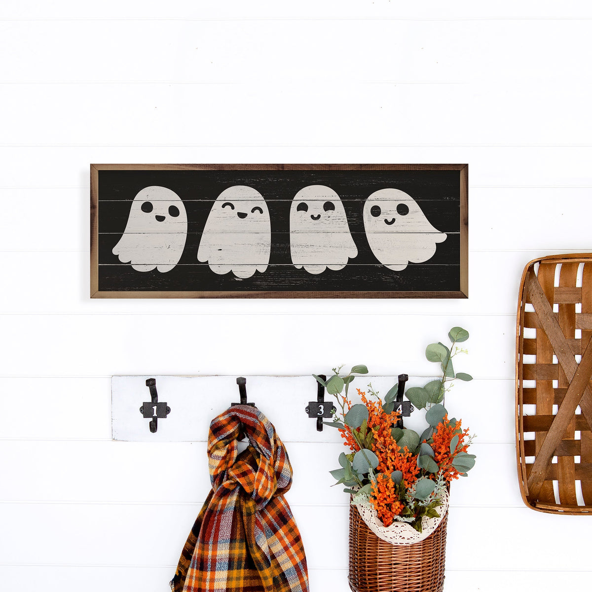 Ghosts Black Wood Framed Print