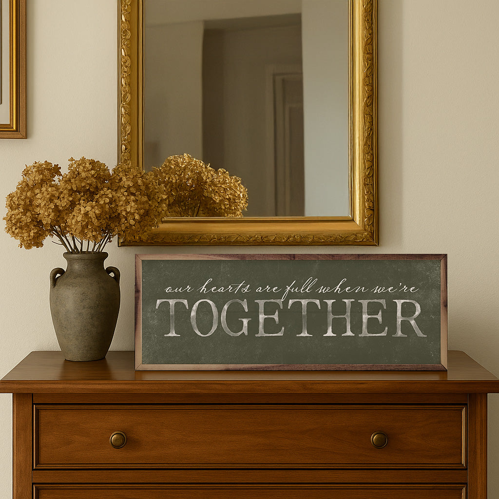 Hearts Are Full Together Wood Framed Print
